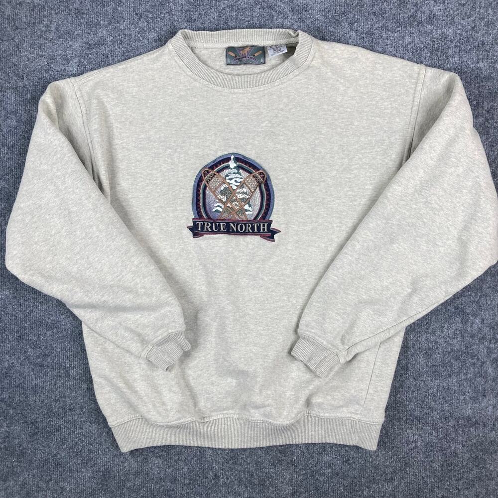 Chevenne River Sweatshirt Mens L Gray True North Embroidered Outdoors Hiking - Picture 2 of 7